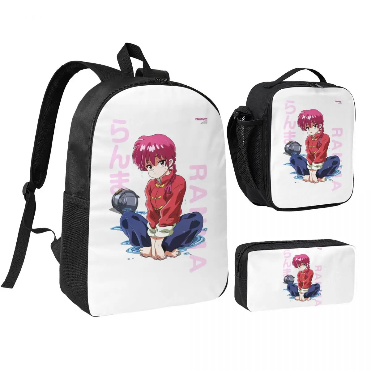 

Ranma 1/2 Saotome Pig Girls P Chan Backpack BookBag School Bag Computer Shoulder Bags 3ps Insulated Lunch Bag Pencil Case