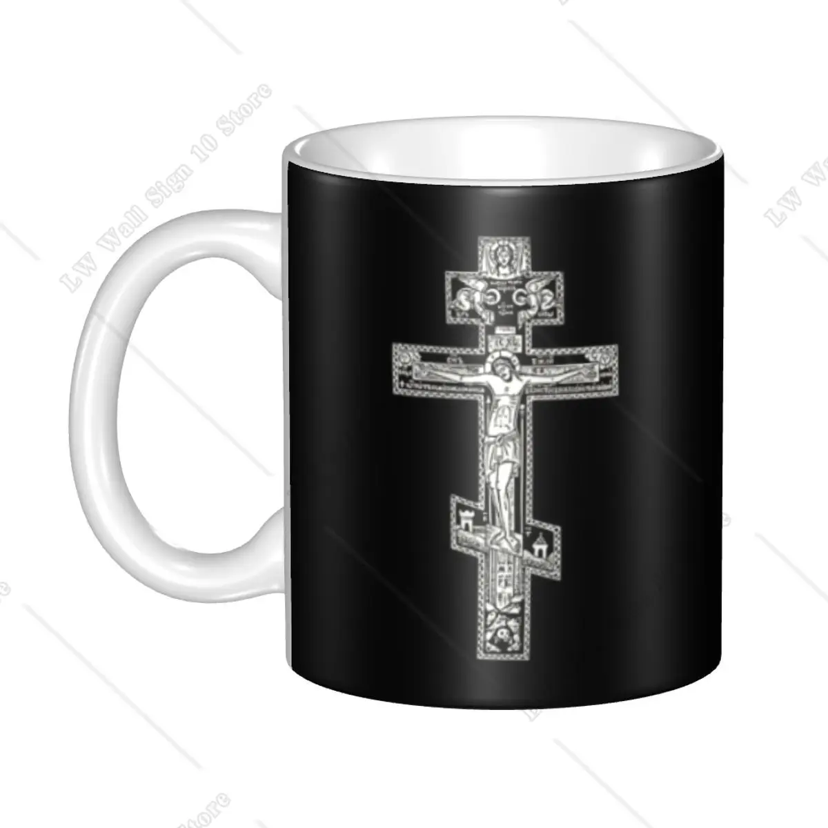 Custom Personalized Orthodox Cross Coffee Mugs DIY Christian Jesus Religion Religious Ceramic Milk Tea Cups for Creative Present