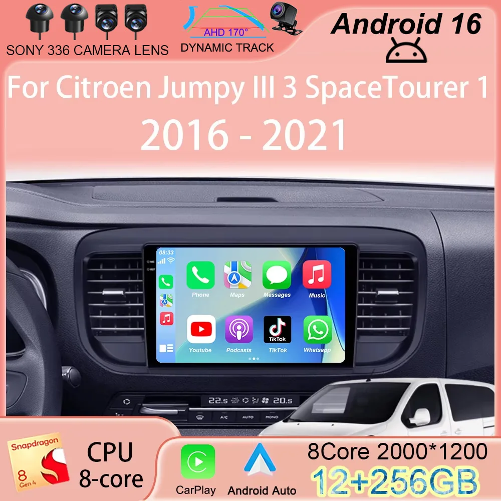 Android 16 Carplay For Citroen Jumpy III 3 SpaceTourer 1 For Peugeot Expert 3 2016 2017 2018 - 2021 Multimedia Player Car Radio