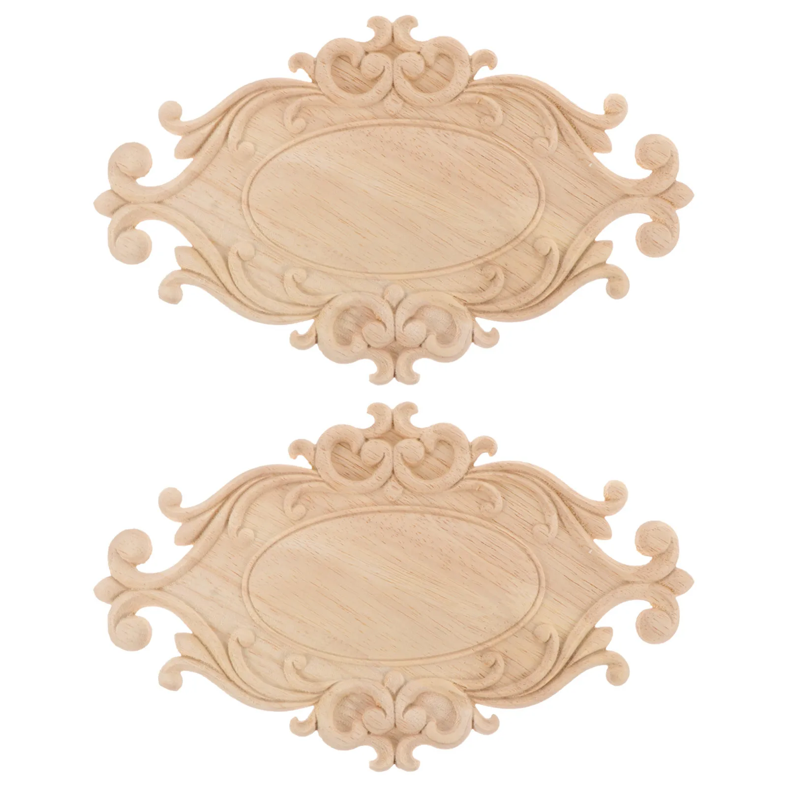 

2pcs Wood Carved Applique Unpainted Frame For Furniture Decor Bed Door Dresser Cabinet Home Diy Party Decorative Onlay