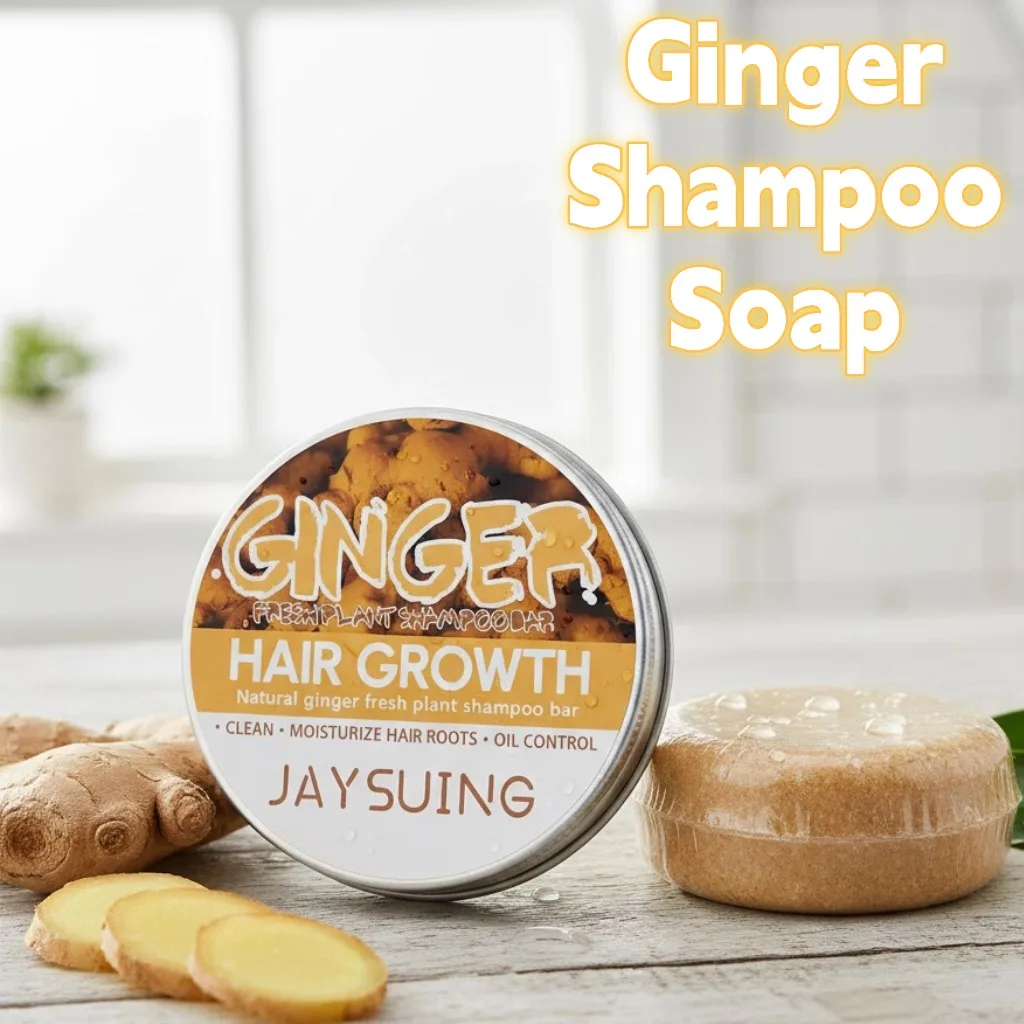 Champú de jengibre Natural, barra de jabón antipérdida de cabello, caspa limpia, nutritivo, hidratante, para el cuero cabelludo, mejora la salud del cuero cabelludo, cuidado del cabello