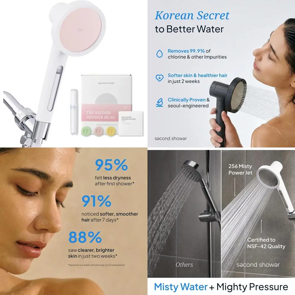 

Filtered Shower System: Skin-Friendly, Removes 99.9% Chlorine, High Purity, Korean Beauty Natural Filter (Pink Blossom)