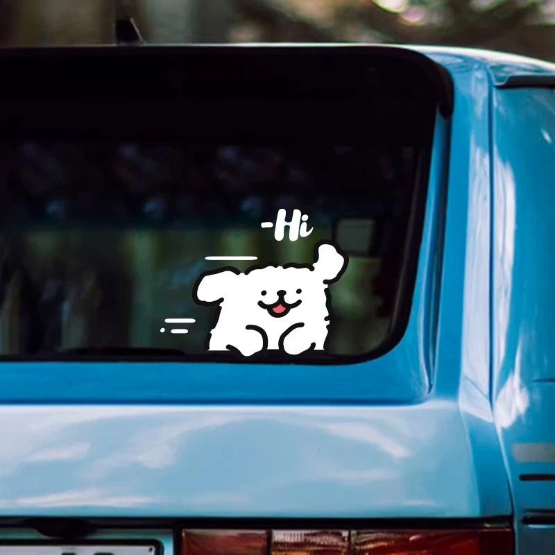 White Small Dog Sticker, Line-drawn Small Dog Car Sticker, Suitable for Window Laptop Skateboard Personalized Sticker Decoration