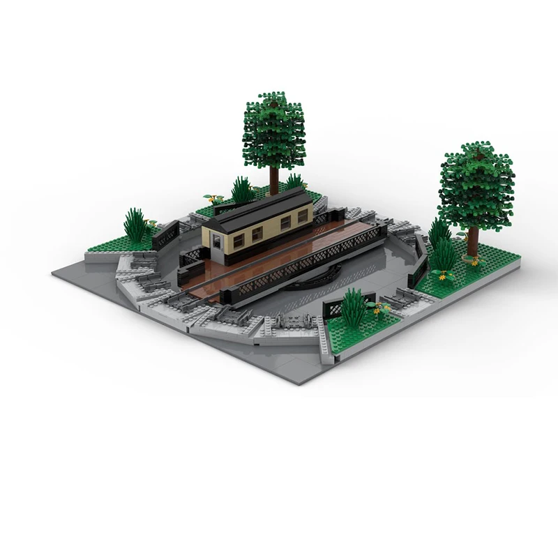 City Street View Model MOC Building Bricks Motorized Turntable Bridge Modular Technology Gift Holiday Assemble Children Toy Suit