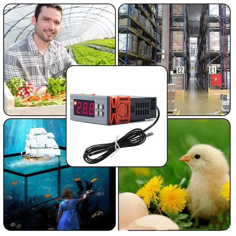 Dual Digital Thermostat Temperature Humidity Control 1210W Thermometer Hygrometer Incubator Controller 220V 12V 24V