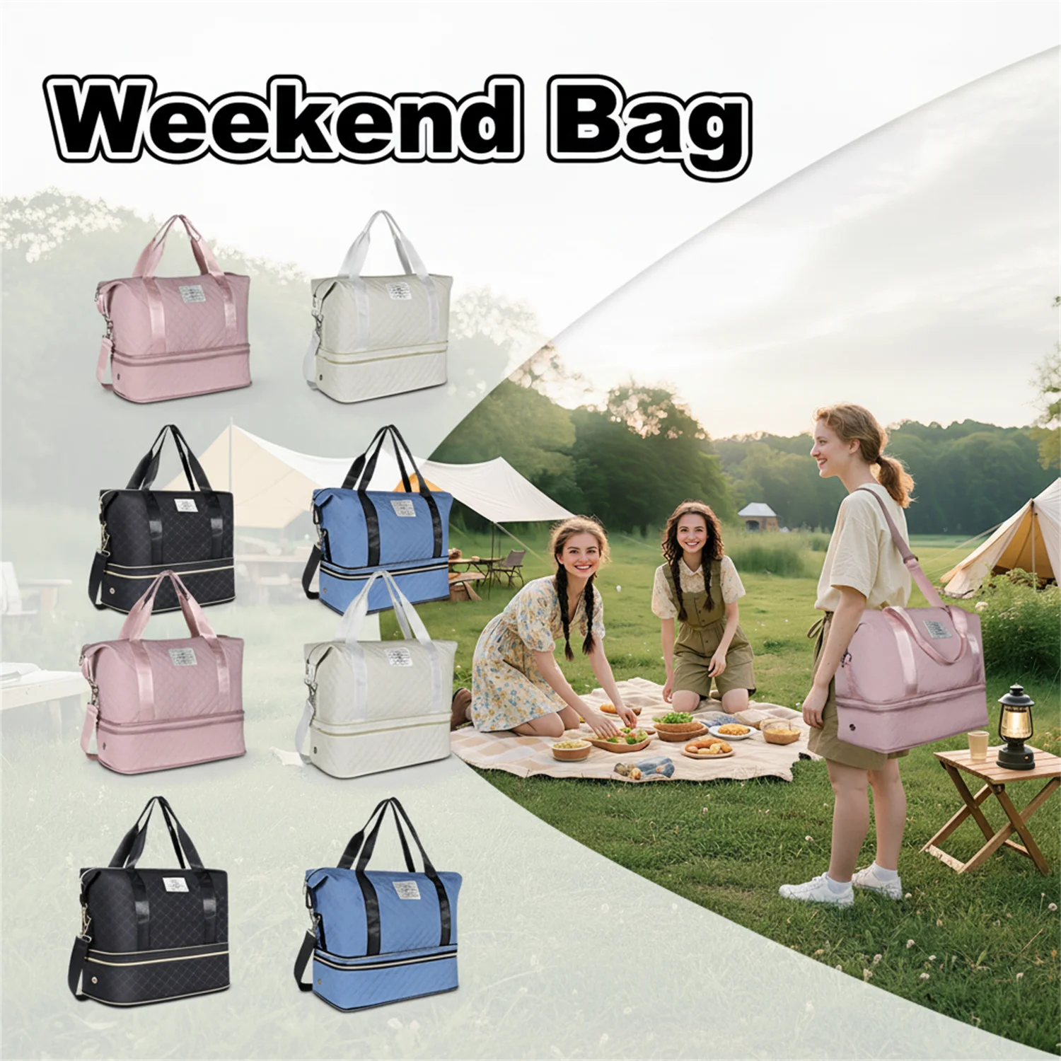 

Складная дорожная спортивная сумка с отдельным хранилищем для обуви, водонепроницаемая расширяемая сумка для выходных в тренажерном зале, деловой поездки и выходных