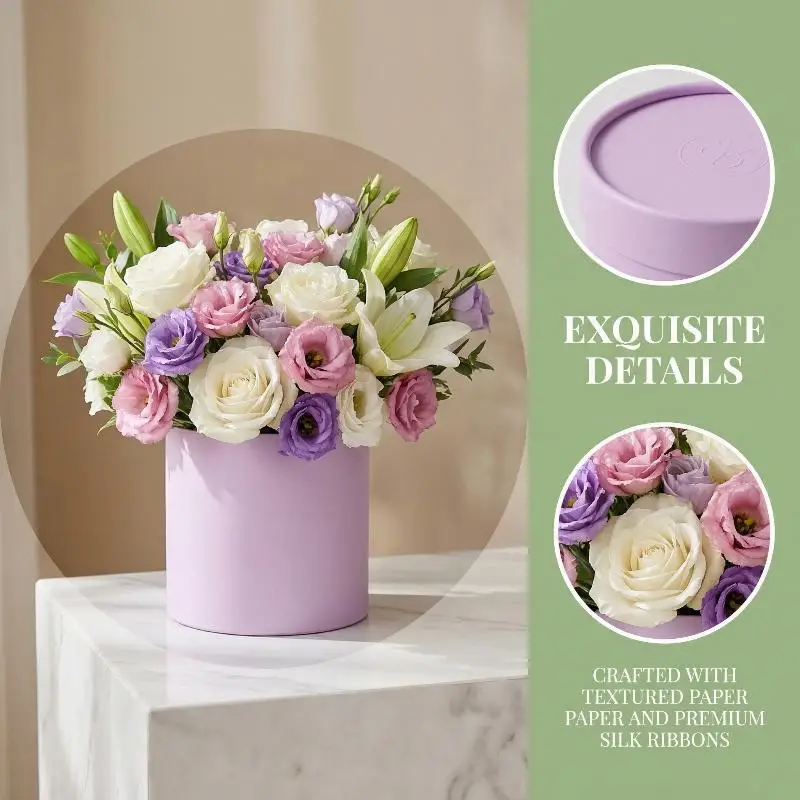 Bouquet Holder Flower Gift Box 12x12cm Round Shape for Weddi
