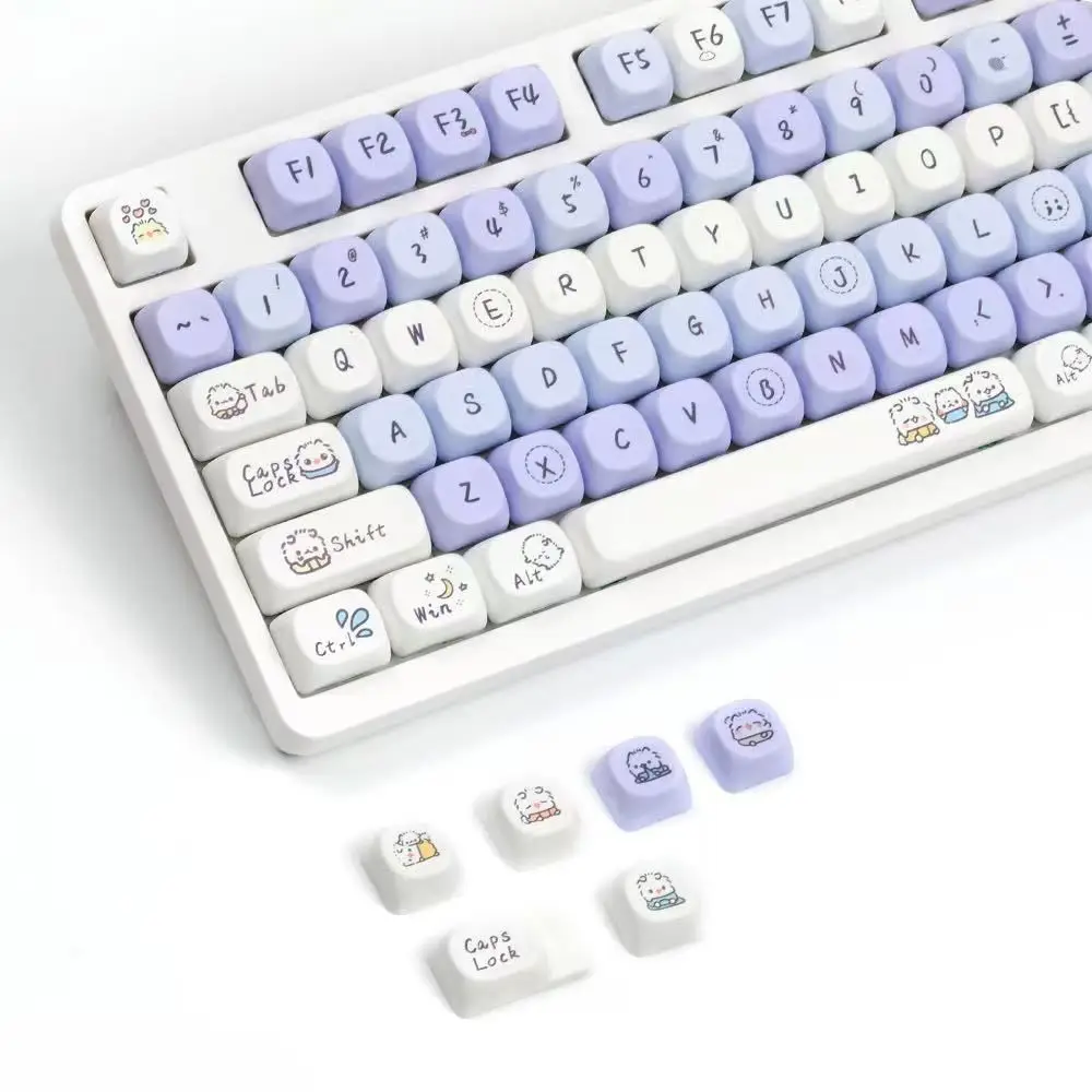 

Cloud Meow Meow Keycap MOA Cherry Profile PBT 68/87/98/104 колпачки для ключей передние колпачки для ключей с вырезом механическая клавиатура игровые аксессуары