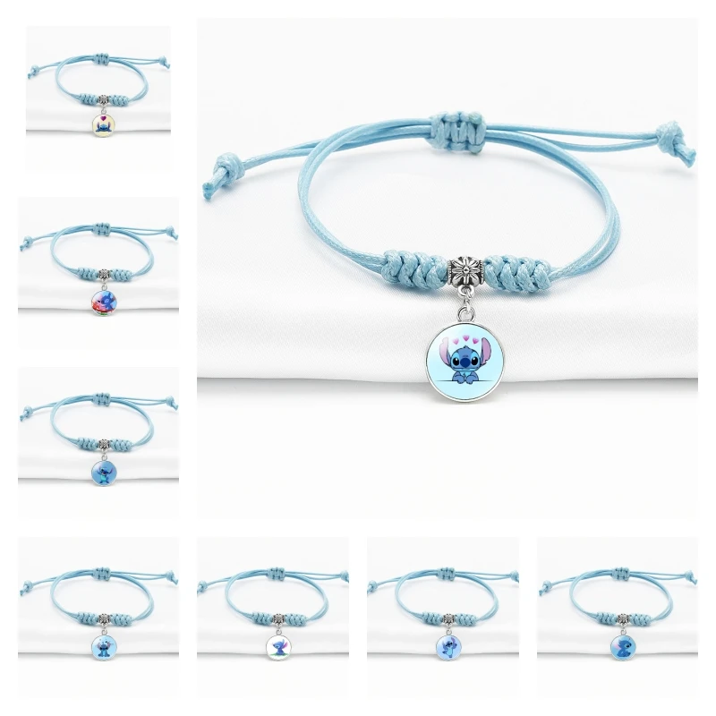 Anime Disney StarCraft Baby Series Stitch Pattern Blue Cartoon Diamond Knot Stretch Bracelet Holiday Party Bracelet