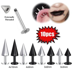 Zs 10 Stks/partij 16G Lange Spike Lip Ringen Rvs Spike Lip Studs Daith Kraakbeen Oorbellen Punk Rock Tragus Helix Piercings