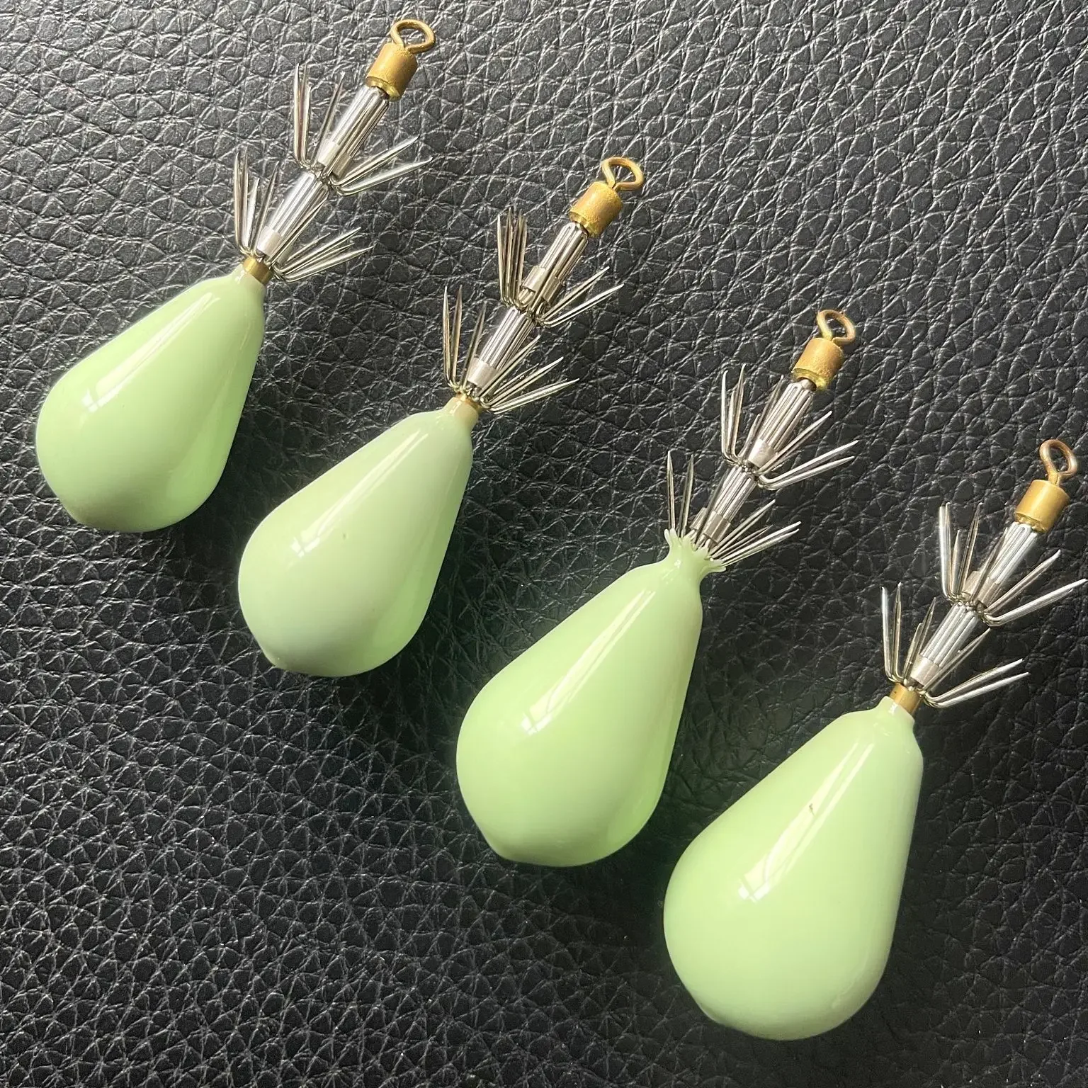 Anzol de Lula Biónico Realista para Pesca Marítima, Fluorescente, Formato de Lágrima, Polvo, Dupla Camada, 10 Garras, Chumbada de Chumbo