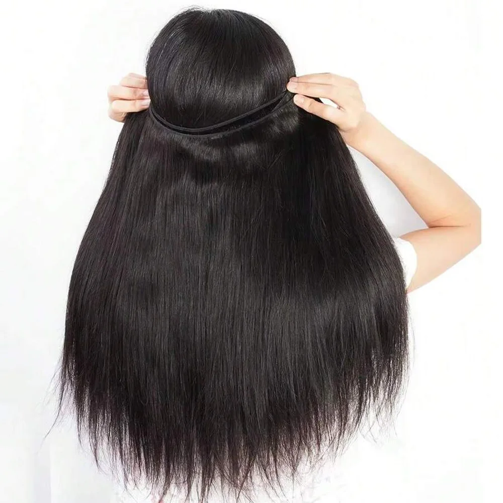 Extensiones de cabello humano, cabello humano liso, 26, 28 y 30 pulgadas, mechones de cabello virgen brasileño sin procesar, extensión de cabello de tejido rápido