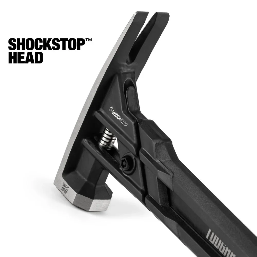 ToughBuilt 20 oz. ShockStop Steel Rip Hammer - Milled Face- Magnetic Spring Shock Absorbing Nail Hammer TB-H1-1SBR-S20X