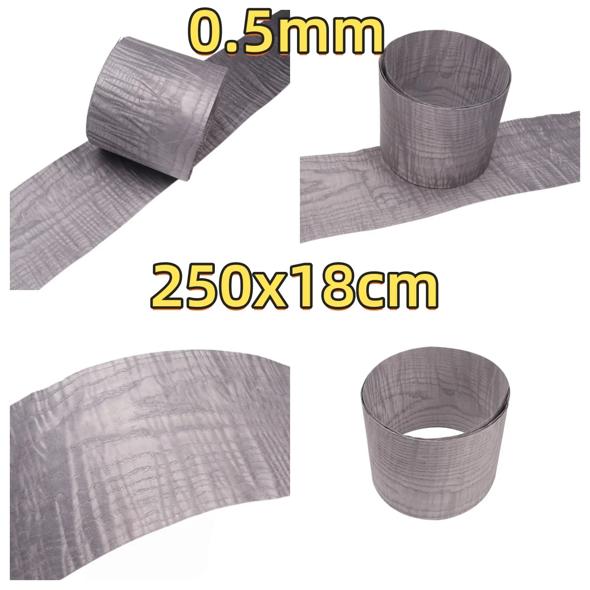 Gray Figured Ash Veneer, 0.5mm Thick, Size 250x18cm, Suitable For Watch Box Veneering And Jewelry Box.(Backing Non-woven Fabric)