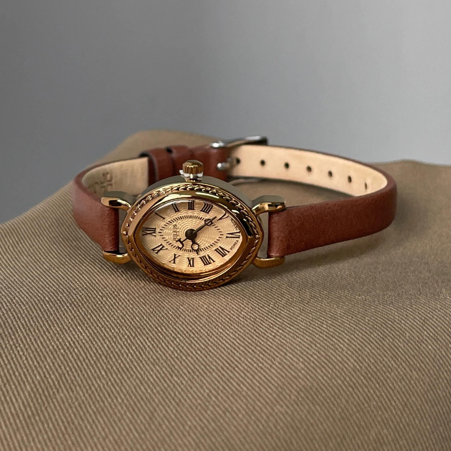 

Unusual watch luxury art high-end quartz watch vintage exquisite leather brown female high quality gift watch for women