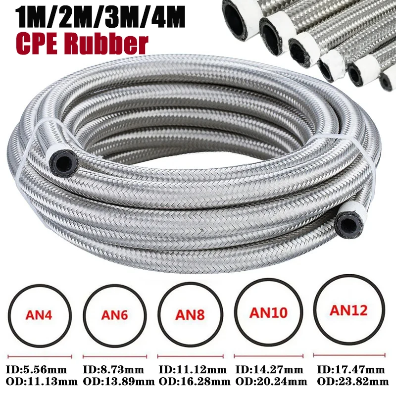 

1M/2M/3M/4M 4AN 6AN 8AN 10AN 12AN Universal Car Fuel Hose Oil Gas Cooler Air Line Pipe Tube Stainless Steel Braided CPE Rubber