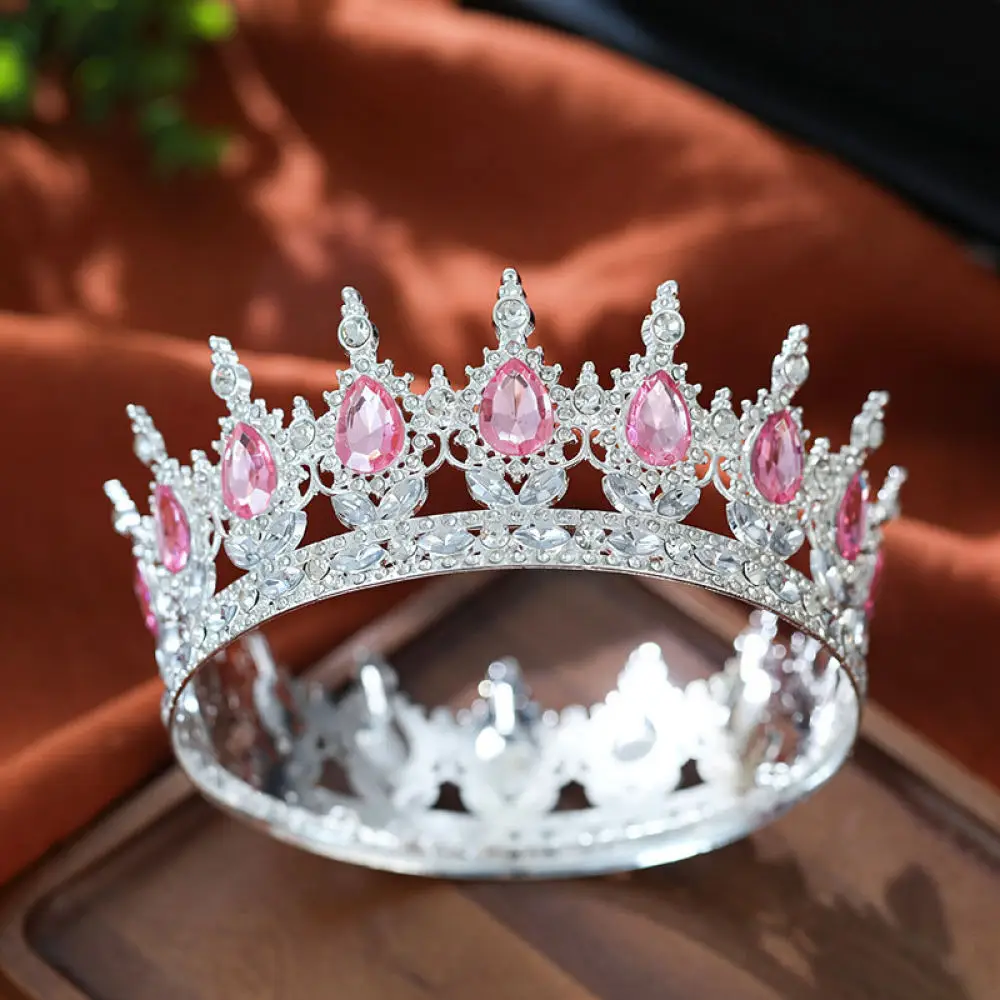 Luxury Baroque Circular Crown Alloy Tiara For Bride Wedding Headpiece Crystal Hair Ornaments Birthday Party Headwear - view 4
