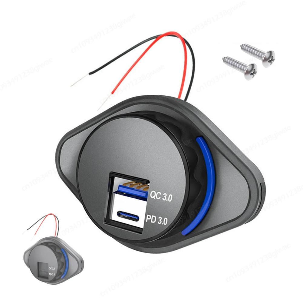 12V RV USB Car Charger Socket 54W Power Outlet PD3.0 USB-C & QC3.0 Car Charge Port with Spring Cover for Boat Marine Motorcycle