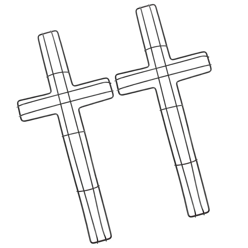 2 Pcs Garlands Wreath Hoop Front Door Frame Metal Floral Making Ring Black