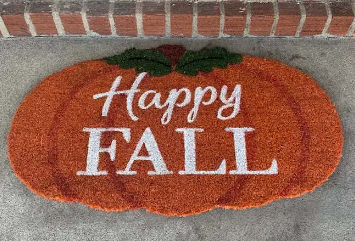 Happy Fall Pumpkin Shape Rug Holiday Floor Mat Welcome Door Mat Plush Doormat Carpet Home Thanksgiving Holiday Decoration