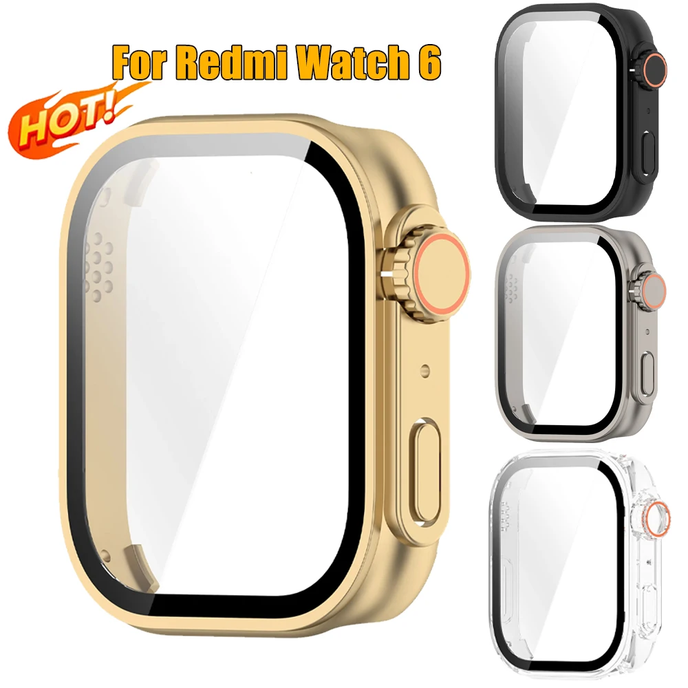 �y�Z�[�����z�K���X + PU �P�[�X Xiaomi Redmi Watch 6 �X�N���[���v���e�N�^�[���h�~�t�B�����o���p�[�n�[�h�ی�J�o�[ Redmi Watch 6 �V�F���p