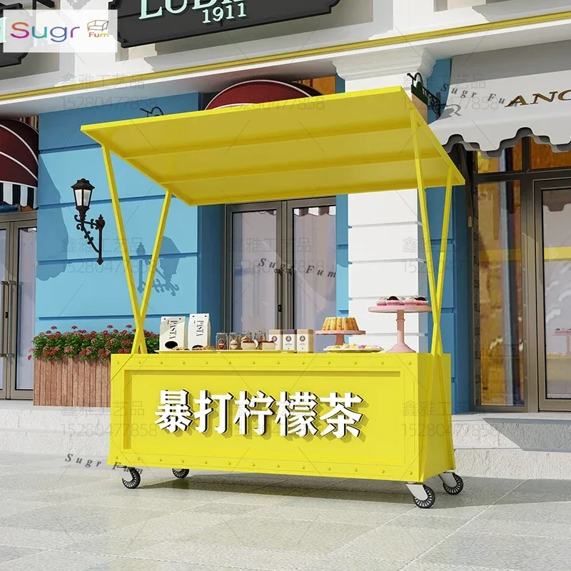 

European wrought iron float car street stall car market mobile market dining car trolley shopping mall outdoor stall Internet