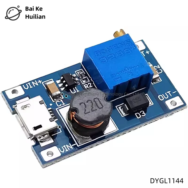 10pcs/lot Mini DC-DC adjustable boost power board MT3608 voltage regulator module 2A supports USB MICRO interface input