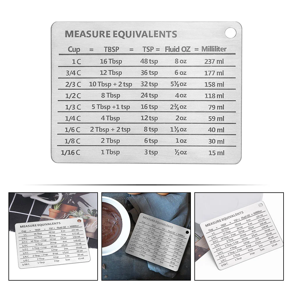 Magnetic Stainless Steel Fridge Magnets for Professional Conversion Chart Measure Equivalents