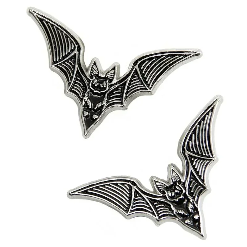 Punk Bat Hard Enamel Pin Alternative Goth Fashion Witchy Style Halloween Gift Spooky Lapel Jewelry Accessory One Set