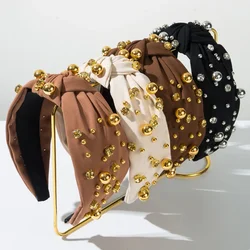 Korean Fashion Simple Gold Beads Beads Diamond Knotted Headband Temperament Versatile High-end Hair Accessories