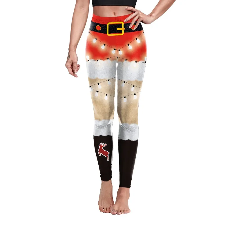 Cosplay-Leggings College taille haute pour femmes, ceinture de Noël, leggings skinny pour dames, fête de vacances, olympiques de fjus élastiques commandés