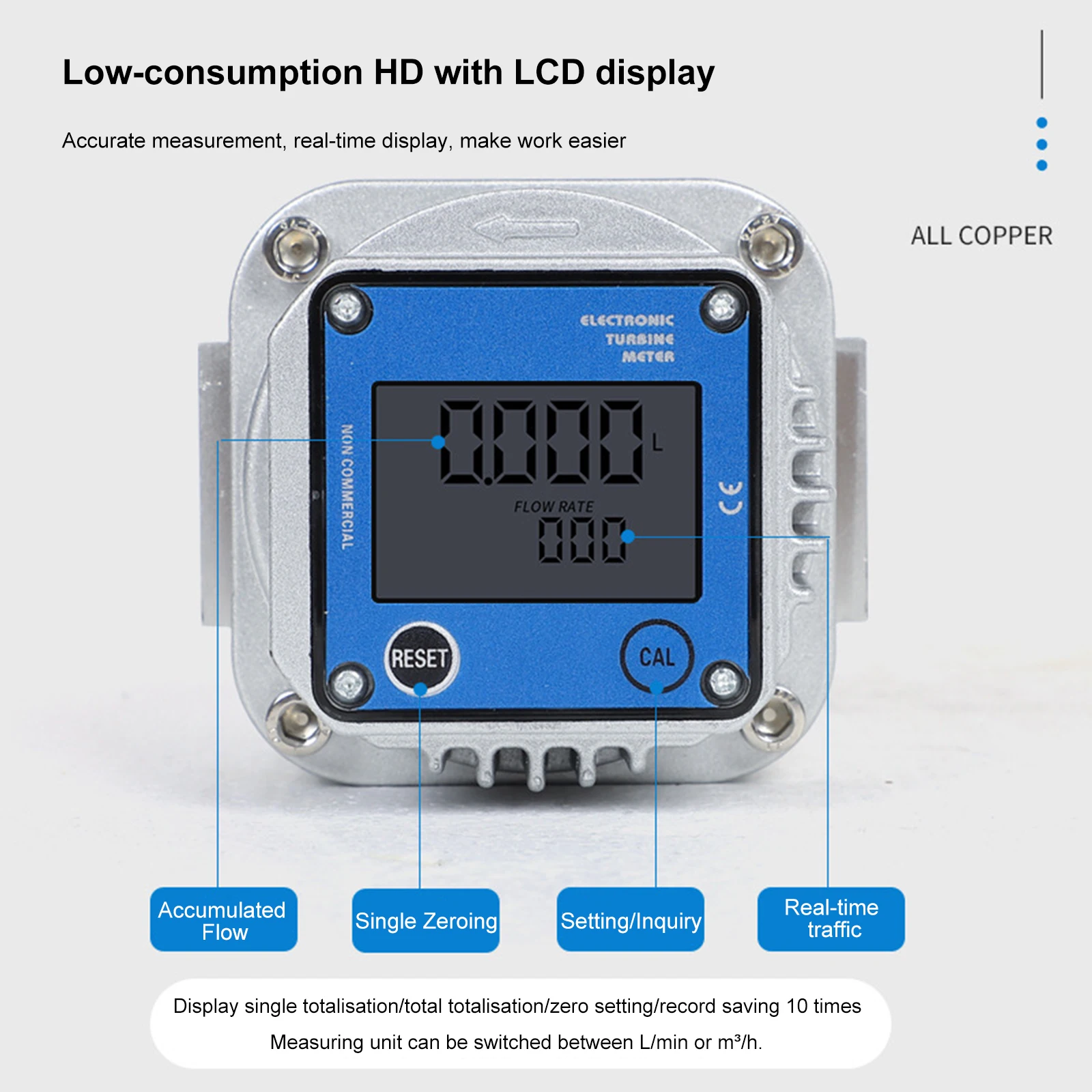 Electronic Digital Display Roots Flow Meter High-precision Gas Flow Meter Compressed Air Oxygen Measuring Instruments