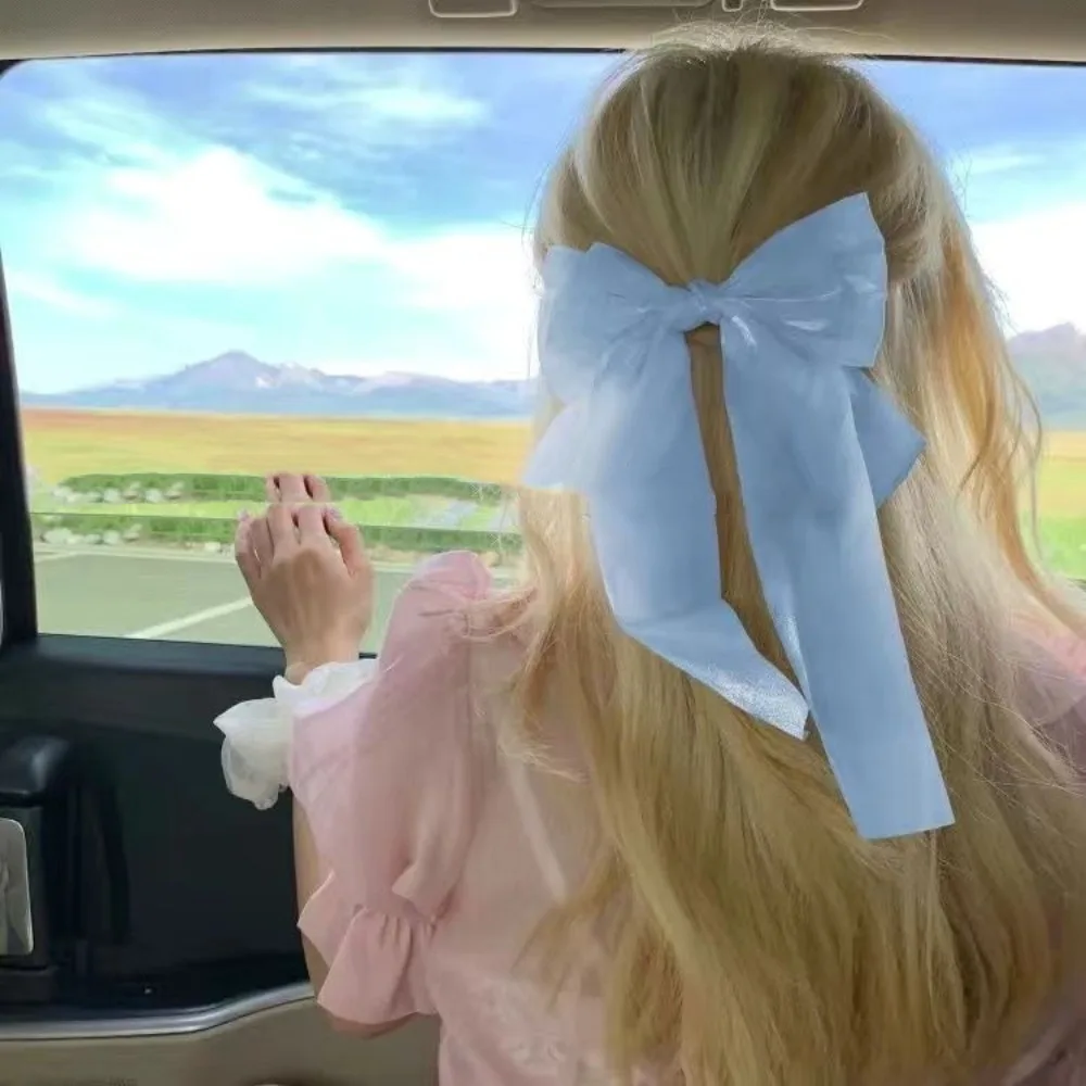 

1pc Fashion Sheer Big Bow Hair Clip Dreamy Shiny Fabric Vibe Perfect Sweet Daily Hairstyles Picnics Whimsical Romantic Looks