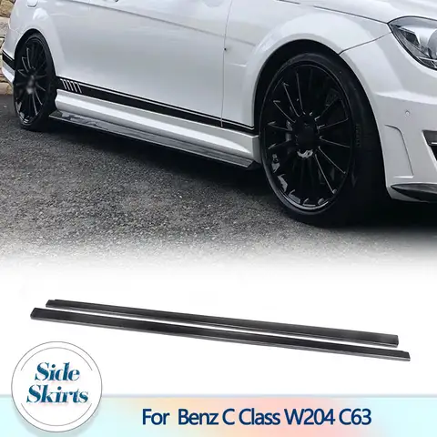 Sidokjolar i kolfiber för Mercedes Benz C-klass W204 C63 AMG 4 dörrar 2008-2015 Dörrstötfångare Sidokjolar Skydd Läppspoiler 6 best sales w204 sidokjol - №4
