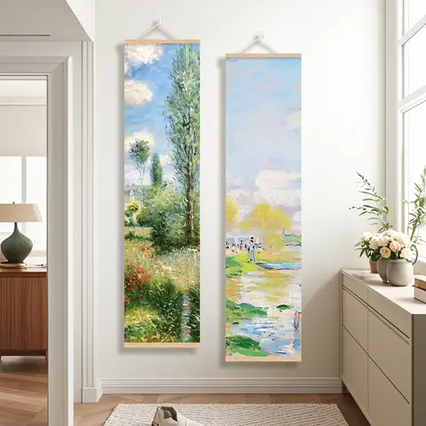 Impressionist Wall Art Set - Van Gogh & Monet Style Landscape Scrolls, Vintage Fine Art Prints for Living Room, Home Wall Decor