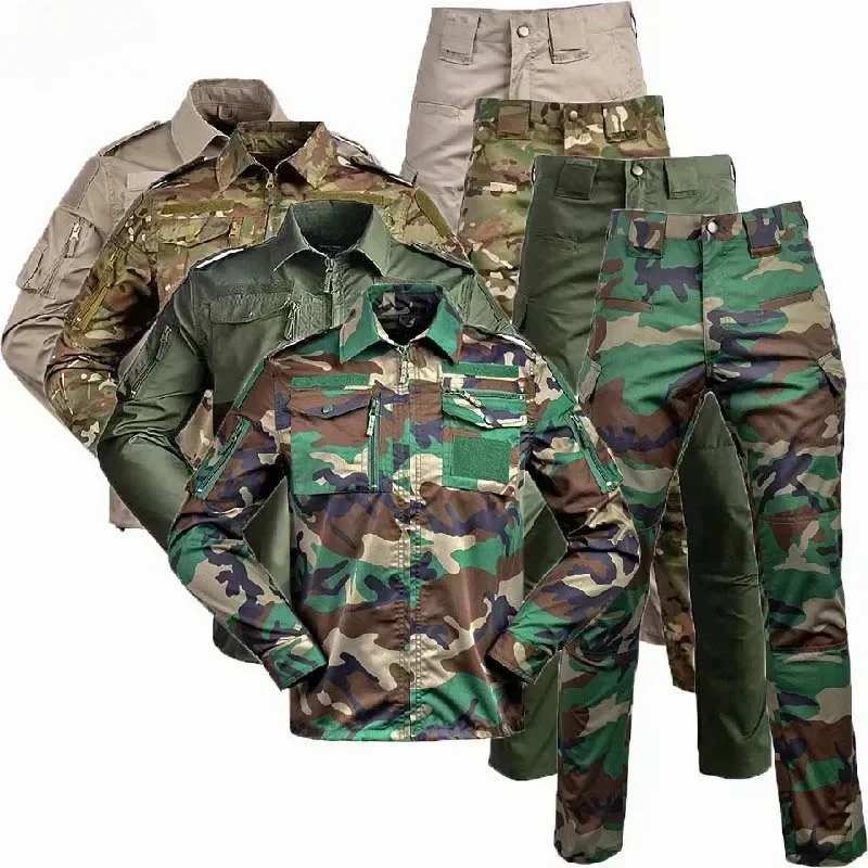 

Tactical BDU Shirt Pants Set Camo Uniform Outdoor Combat Ghillie Suit Airsoft Sniper Clothing Training Hiking Hunting Clothes