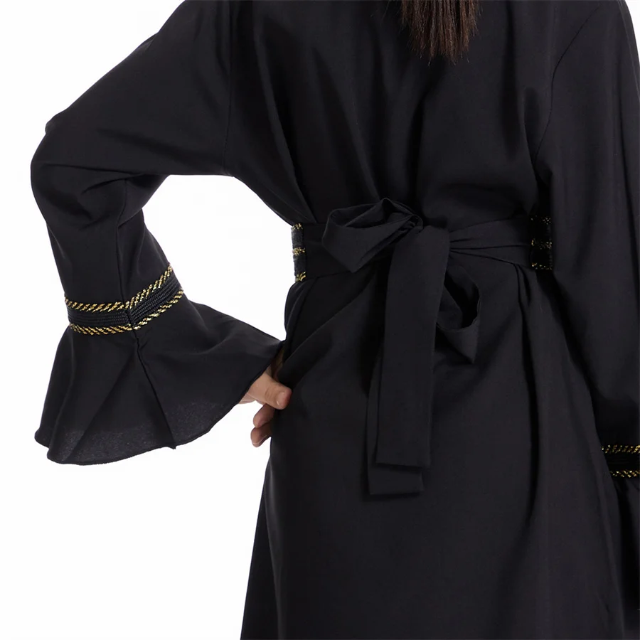Czarna Abaya dla dzieci dziewczynki indyk długa suknia islamska Islam saudyjska odzież Eid szata suknie dziecięce Kimono Kaftan Ramadan