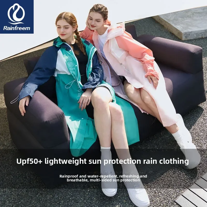 

Fashion Women's Waterproof Hooded Jacket Lightweight Long Raincoat Summer UV Protection Coat For Hiking Travel Outdoor