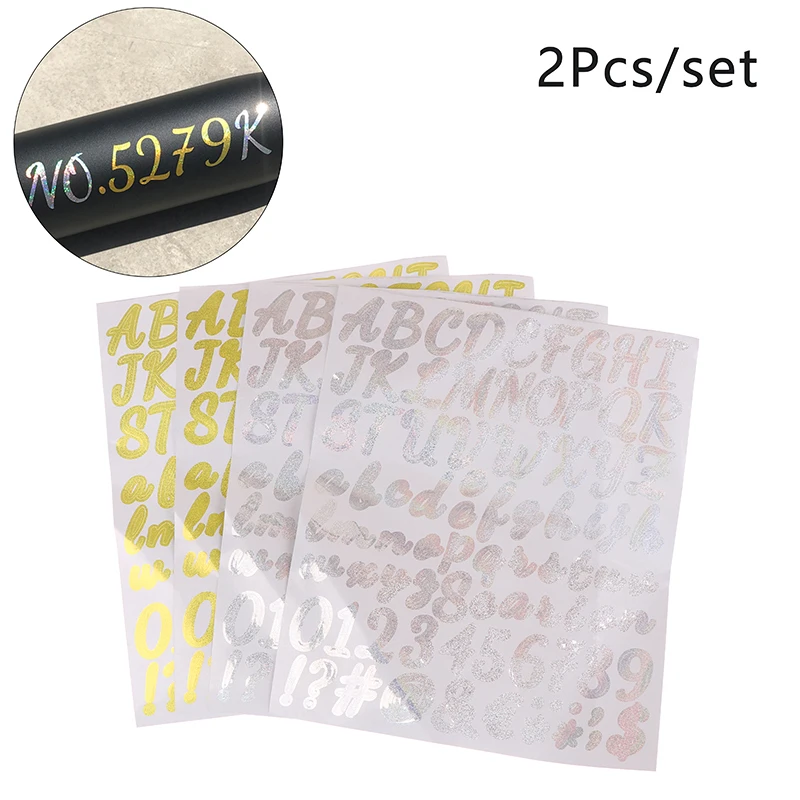 2 Sheets Laser Alphabet And Number Stickers Gold&Silver Letter Stickers For Grad Cap Decoration And DIY Crafts Making Supplies