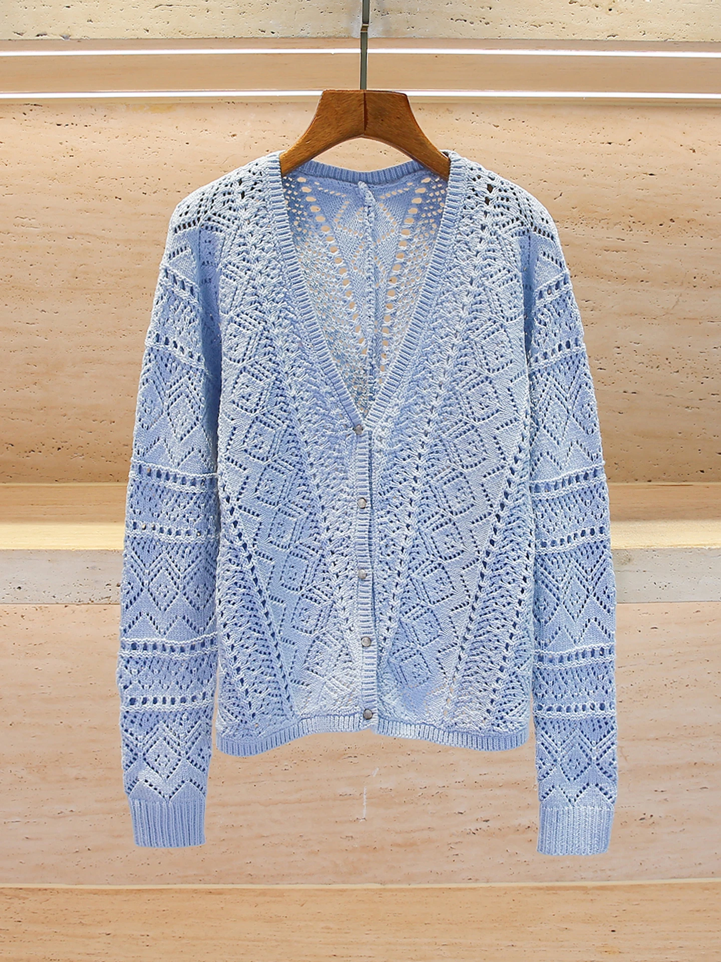 

Женский вязаный кардиган с крючками и цветочным принтом среднего зимнего сезона V Ne Long Sve Color