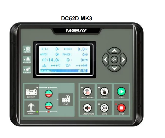 Mebay DC52D MK3 Original Controller for Diesel Engine Generator AMF Genuine Control Panel with New UI Design Electronics Parts