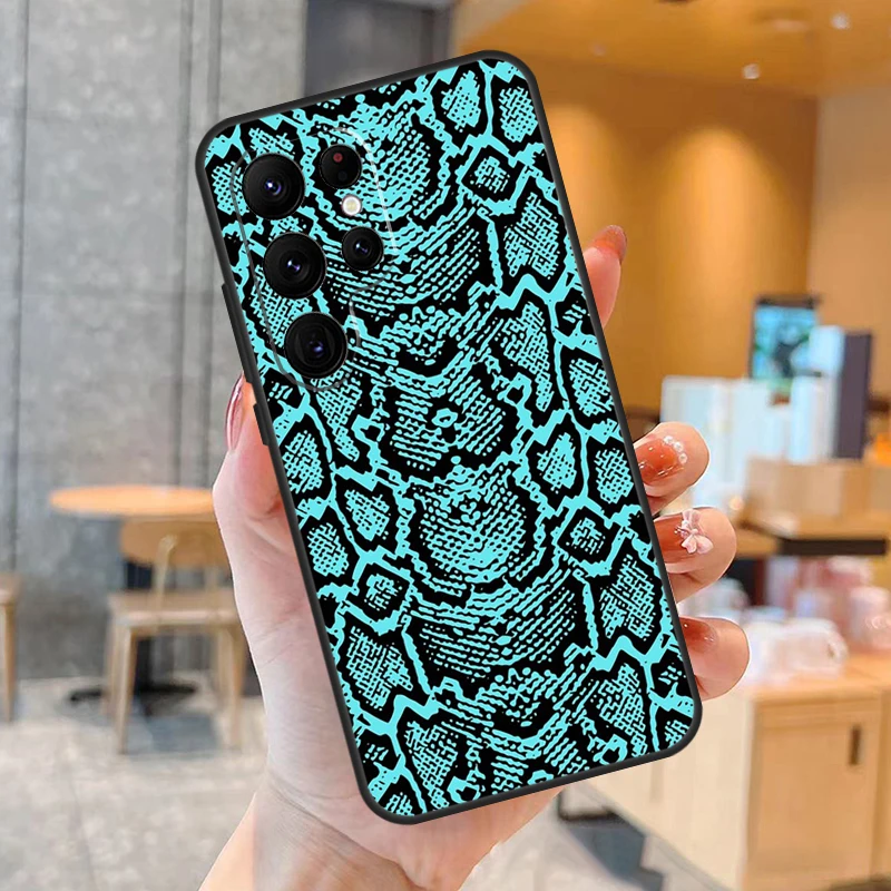 Snake Skin Print Phone Case For Samsung Galaxy S25 S24 S23 S22 S20 S21 Ultra S9 S10 Plus S25 FE Back Cover