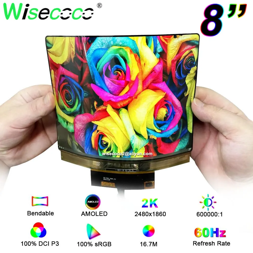 

8-дюймовый гибкий AMOLED-дисплей 2K 2480x1860 600 нит IPS Ультратонкий гибкий сенсорный экран 60 Гц Плата драйвера USB-C