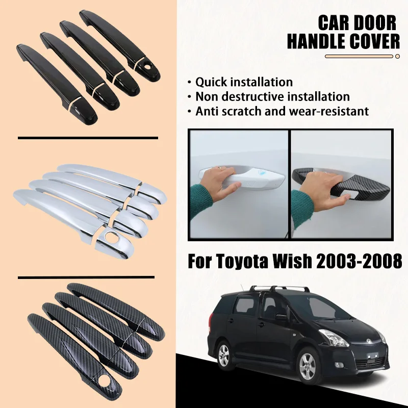 

Door Handle Covers For Toyota Wish AE10 2003-2008 2004 2005 2006 2007 Chrome Car Accessories Catch Rustproof Stickers Styliny