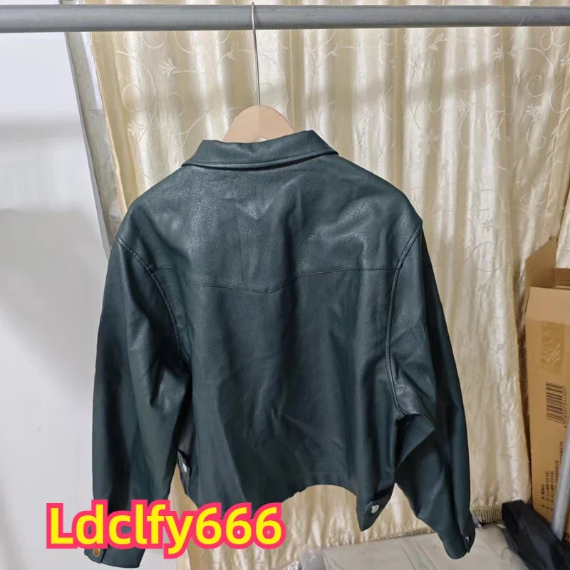 ERD Green Litchi Leather Zipper Up Lapel Jacket Men Women Best Quality ENFANTS RICHES DEPRIMES Jackets Clothing with Dust Bag