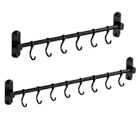 Hardware Organizer Kitchen Hanger 6/8 Hooks Wall Hanging Rack Punched Wall Mounted Aluminum Hooks Kitchen Bathroom Organizer