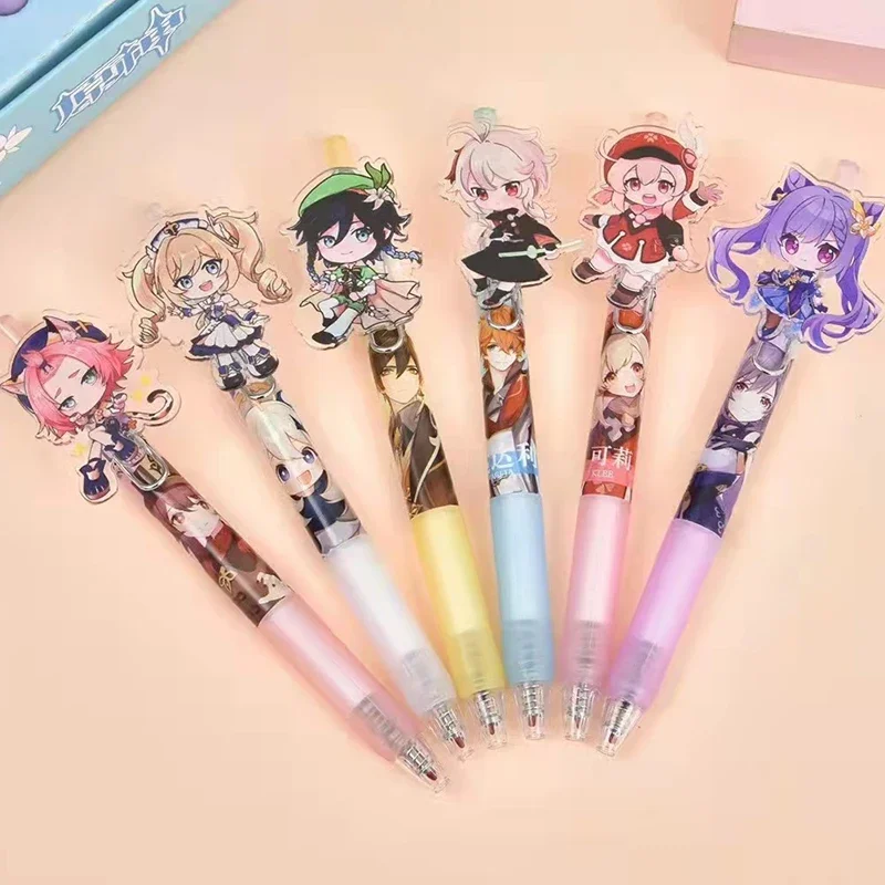 

New 6Pcs/Lot Game Back to school Acrylic pen stationary supplies pens for school kawaii pen gel pen kids gift