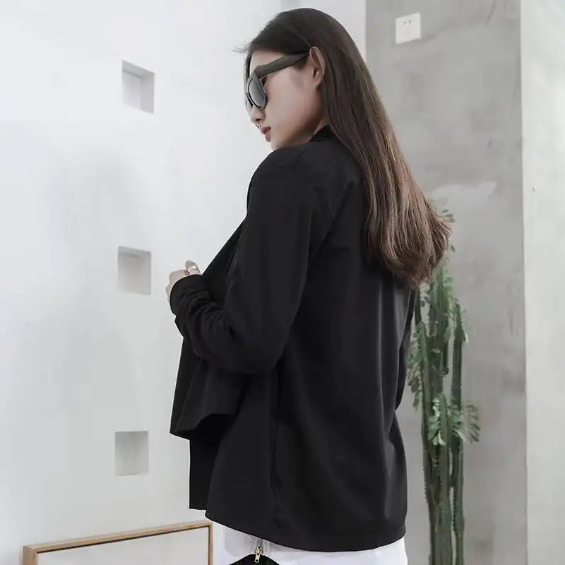 Nữ Dài Tay Cổ Tim Mùa Xuân Và Mùa Hè Mới Yamamoto Gió Đậm Thời Trang Xu Hướng Giày Đa Năng Kích Thước Lớn Cổ Tim