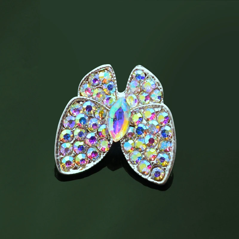 

10Pcs17mm Butterfly Shape AB/ White Rhinestone garment buttons Fashion Styling Gold and silver fine shirt and skirt accessories