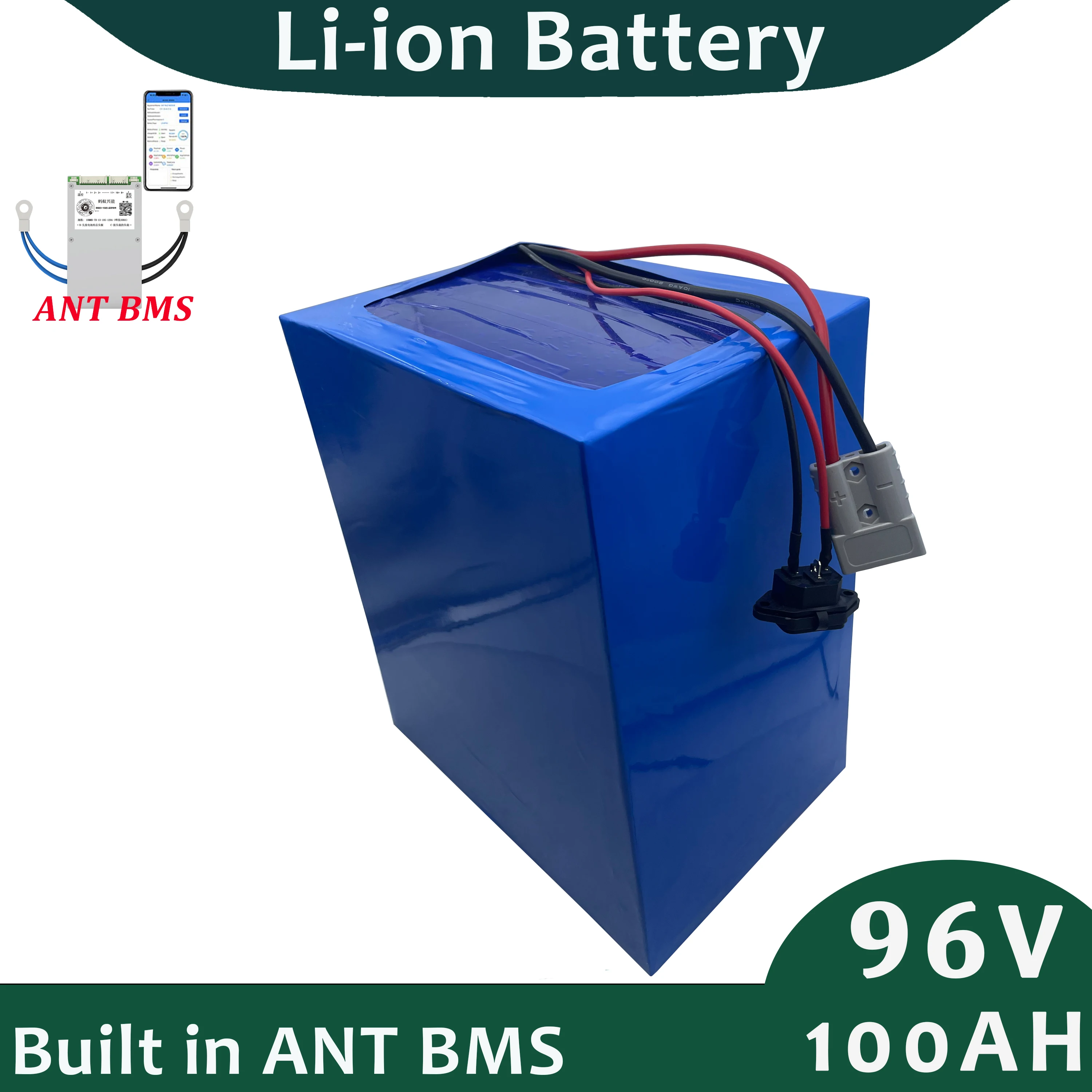 96V 100AH Lithium Ion Battery Built In Bluetooth BMS For Electric Car